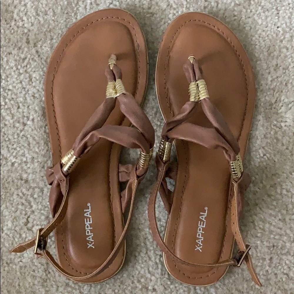 Brown flat sandals size 9